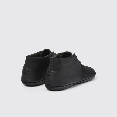 Back view of Right Nina Black Leather Ankle Boots for Women.