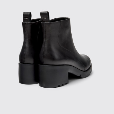Back view of Wanda Black Leather Ankle Boots for Women.