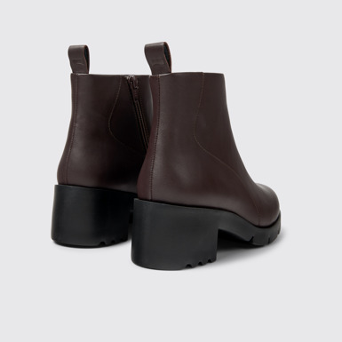 Back view of Wanda Brown Leather Ankle Boots for Women.