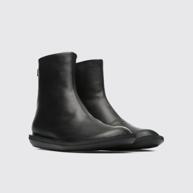 Front view of Beetle Black medium zip boots for women