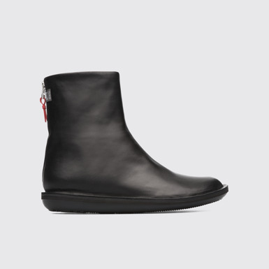 Side view of Beetle Black medium zip boots for women