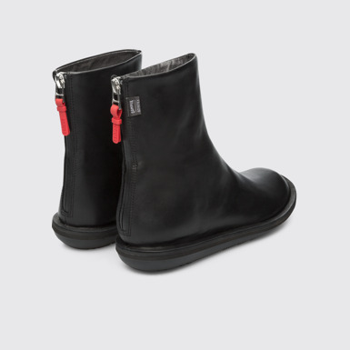 Back view of Beetle Black medium zip boots for women