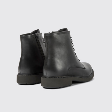 Back view of Neuman Black Leather Mid Boots for Women.