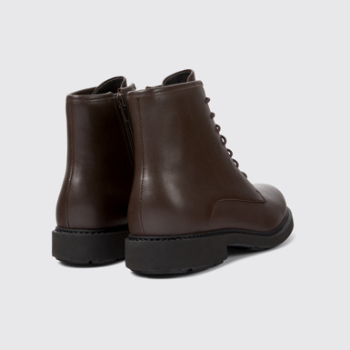 Back view of Neuman Brown Leather Mid Boots for Women.