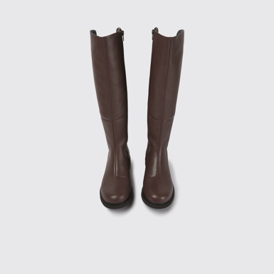 Overhead view of Neuman Brown leather boots for women