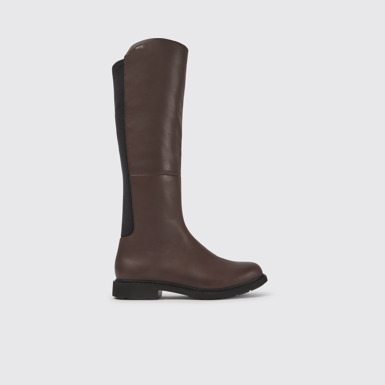 Side view of Neuman Brown leather boots for women