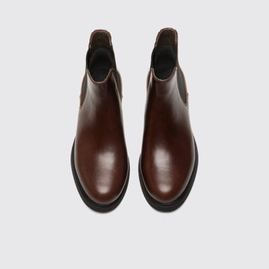 Overhead view of Iman Women's dark brown ankle boot