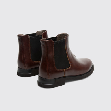 Back view of Iman Women's dark brown ankle boot