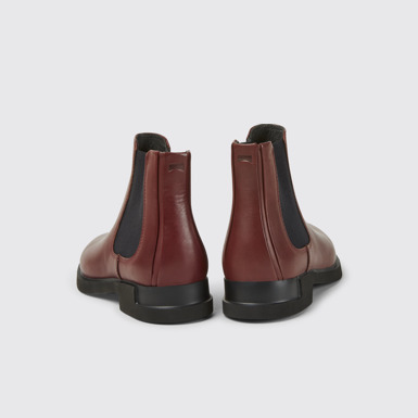 Back view of Iman Burgundy leather ankle boots