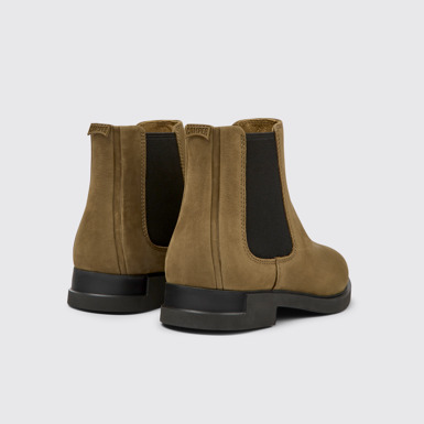 Back view of Iman Brown nubuck Chelsea boots for women