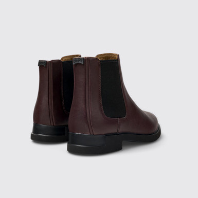 Back view of Iman Burgundy leather chelsea boots for women