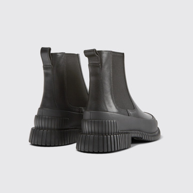 Back view of Pix Black Leather Ankle Boots for Women.