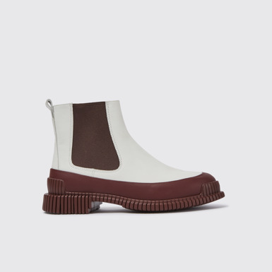 Side view of Pix White leather boots