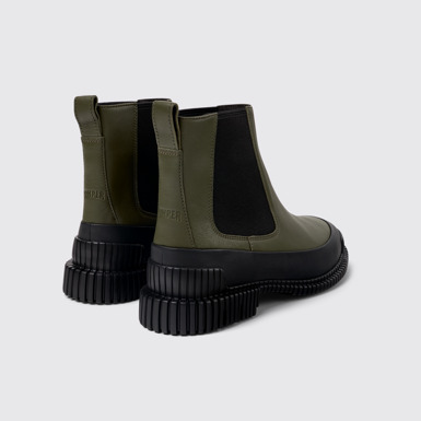 Back view of Pix Green and Black Leather Chelsea Boot for Women