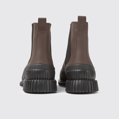 Back view of Pix Brown and black leather Chelsea boots for women