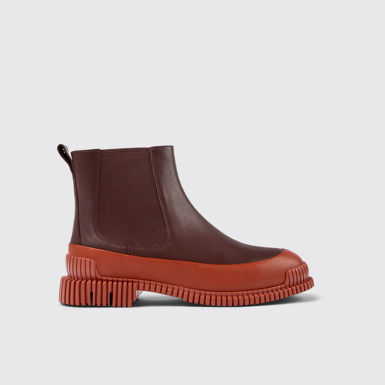 Pix Botas Chelsea rojos y cafés de piel para mujer