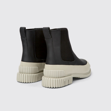 Back view of Pix Black leather Chelsea boots for women