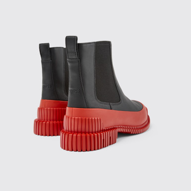 Back view of Pix Red and Black Leather Chelsea Boot for Women