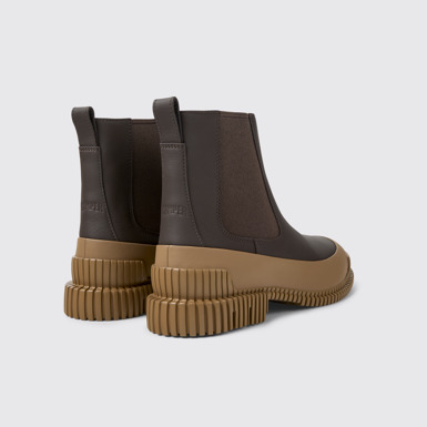Back view of Pix Brown Leather Chelsea Boot for Women