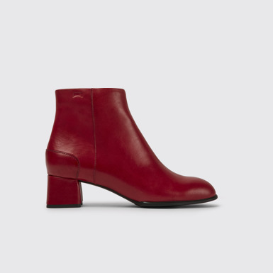 Side view of Katie Women's red ankle boot