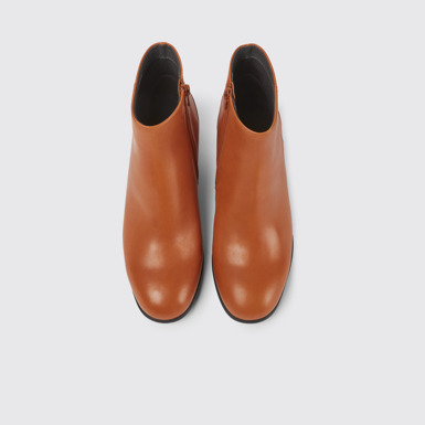 Overhead view of Katie Light brown leather ankle boots