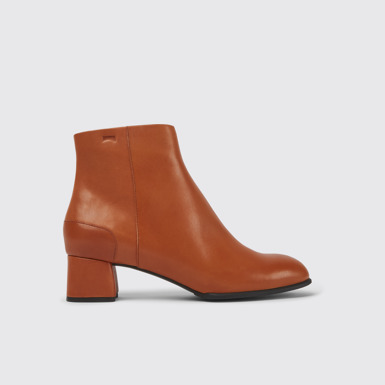 Side view of Katie Light brown leather ankle boots