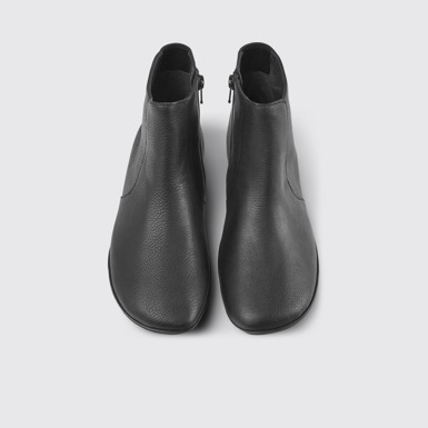 Overhead view of Right Black ankle boot for women