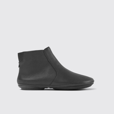 Side view of Right Black ankle boot for women