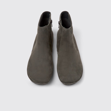 Overhead view of Right Gray nubuck ankle boots for women