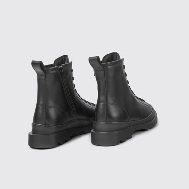 Back view of Brutus Black Leather Mid Boots for Women.