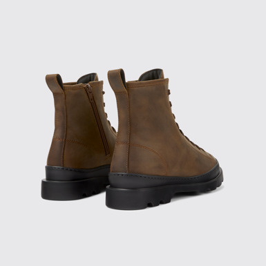 Back view of Brutus Brown medium lace boot for women