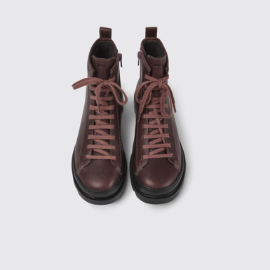 Overhead view of Brutus Purple leather lace-up boots