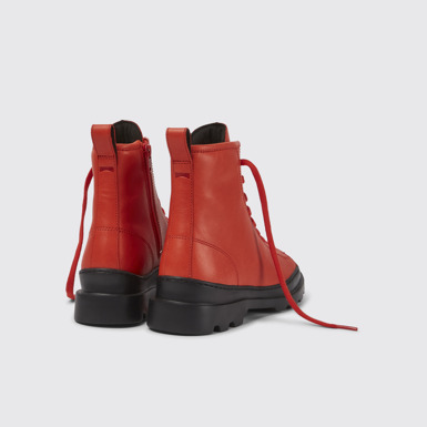 Back view of Brutus Red leather lace-up boots