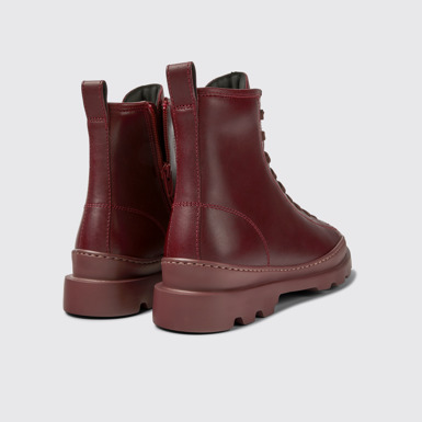Back view of Brutus Burgundy leather ankle boots for women