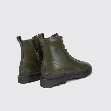 Back view of Brutus Dark green leather ankle boots for women