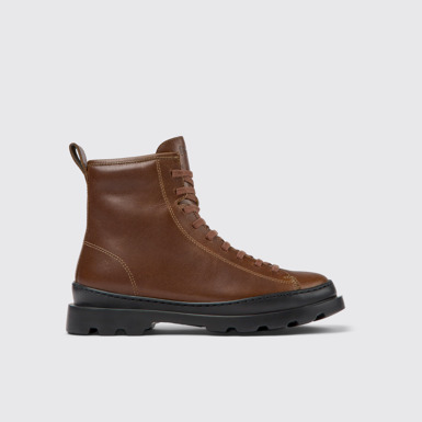 Side view of Brutus Brown lace-up boots for women