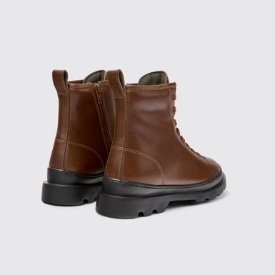 Back view of Brutus Brown lace-up boots for women