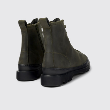 Back view of Brutus Green lace-up boots for women