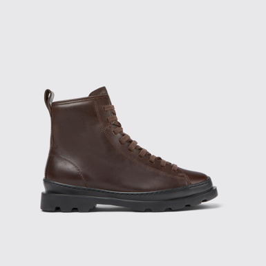 Side view of Brutus Burgundy lace-up boots for women