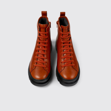 Brutus Botas rojos de piel con agujetas para mujer