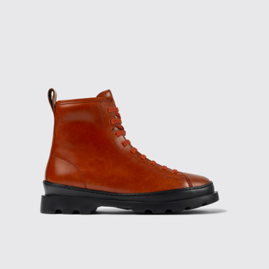 Brutus Botas rojos de piel con agujetas para mujer