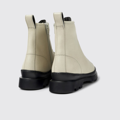 Back view of Brutus Gray leather lace-up boots for women