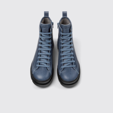 Overhead view of Brutus Blue leather boots for women