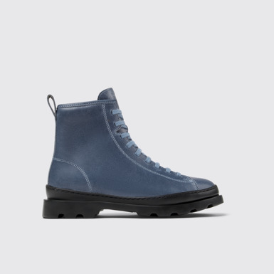 Side view of Brutus Blue leather boots for women