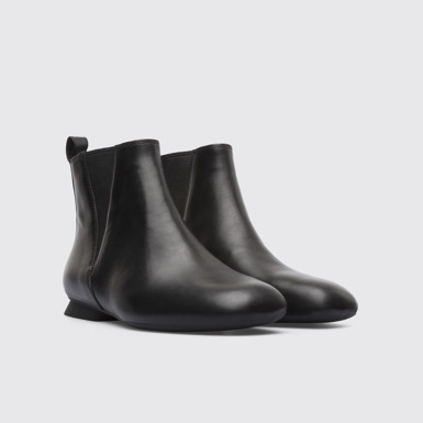 Front view of Casi Myra Black Ankle Boots for Women
