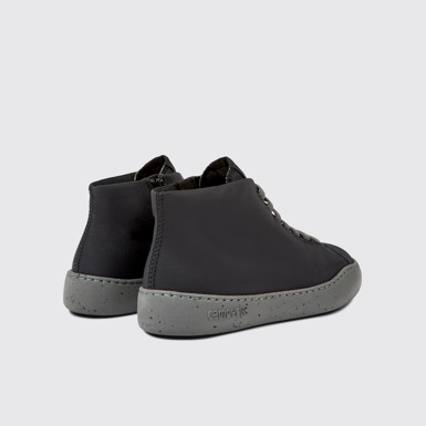Back view of Peu Touring Black Textile Sneaker Booties for Women.