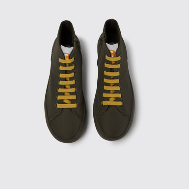 Overhead view of Peu Touring Green textile ankle boots