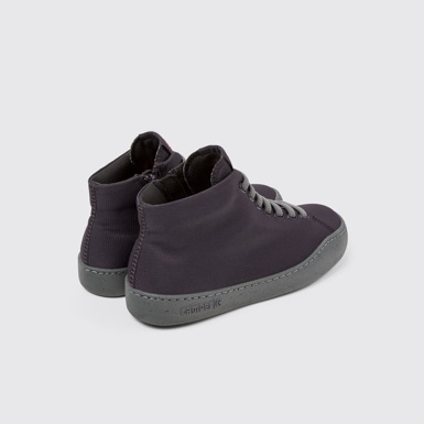 Back view of Peu Touring Purple textile ankle boots for women