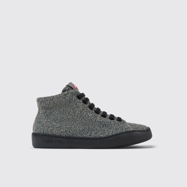 Side view of Peu Touring Gray textile ankle boots for women