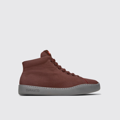 Side view of Peu Touring Burgundy Textile Sneaker Booties for Women.